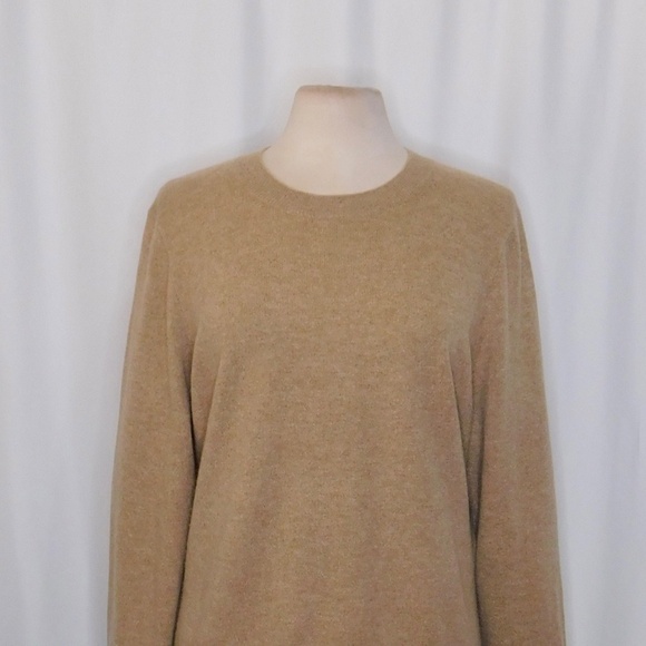 J. CREW Cashmere Classic Fit Crewneck Sweater Heathered Camel Crew Neck X-Large - Picture 4 of 15